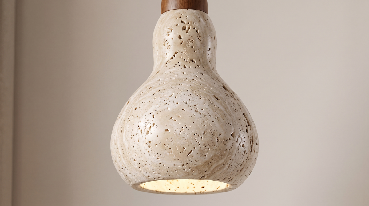 Close detail of carved travertine grain