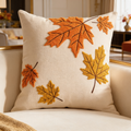 Maple leaf tufted velvet throw pillow cover, square