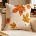Maple leaf tufted velvet throw pillow cover, square