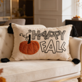Happy Fall lettered velvet lumbar pillow cover