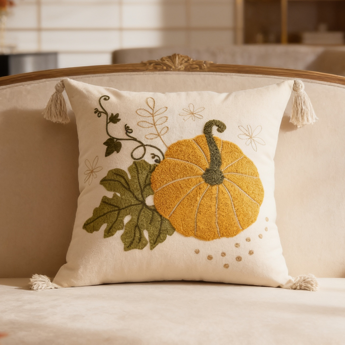 Pumpkin Throw Pillow Cover, Tufted Velvet Autumn Cushion Case in Twelve Pumpkin Designs Plus a Truck, 45 x 45 cm / 17.7 in or 30 x 50 cm / 19.7 in