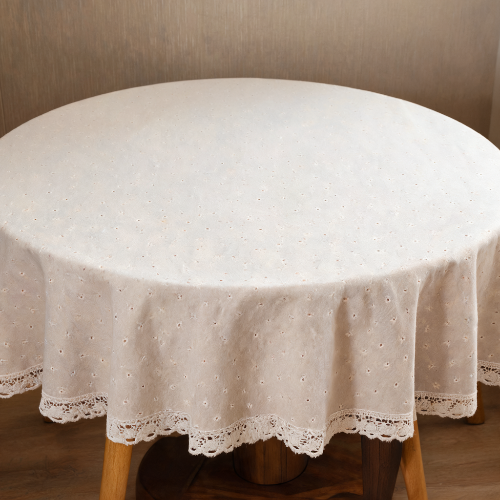Round Floral Tablecloth, Printed Polyester with Tassel Trim for Farmhouse Dining, Picnics and Parties, 90 to 150 cm / 35.4 to 59.1 in
