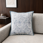 Gray and Blue Chenille Throw Pillow Cover, Woven Jacquard Cushion Case in Four Cool Toned Designs, 40 x 40 to 50 x 50 cm / 15.7 to 19.7 in
