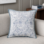 Gray and Blue Chenille Throw Pillow Cover, Woven Jacquard Cushion Case in Four Cool Toned Designs, 40 x 40 to 50 x 50 cm / 15.7 to 19.7 in