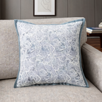 Gray and Blue Chenille Throw Pillow Cover, Woven Jacquard Cushion Case in Four Cool Toned Designs, 40 x 40 to 50 x 50 cm / 15.7 to 19.7 in