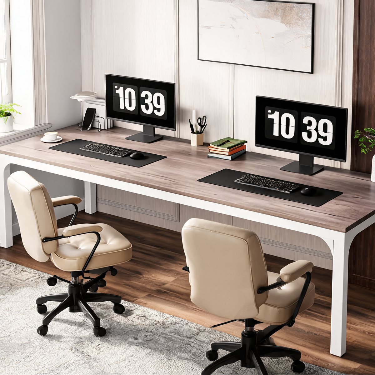 Two Person Computer Desk, 200 x 70 x 75 cm / 78.7 x 27.6 x 29.5 in Extra Long Double Workstation for Home Office, Study or Bedroom