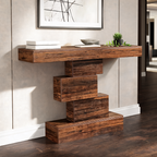 Zigzag Stack Console Table, 108 x 30 x 80 cm / 42.5 x 11.8 x 31.5 in Narrow Sofa Table with Open Shelf Base for Entryway and Hallway