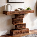 Zigzag Stack Console Table, 108 x 30 x 80 cm / 42.5 x 11.8 x 31.5 in Narrow Sofa Table with Open Shelf Base for Entryway and Hallway
