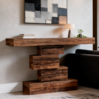 Zigzag Stack Console Table, 108 x 30 x 80 cm / 42.5 x 11.8 x 31.5 in Narrow Sofa Table with Open Shelf Base for Entryway and Hallway