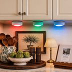 RGB Under Cabinet Puck Lights with Remote, Battery Powered Wireless LED Closet and Night Lights, Dimmable with Timer, Sets of 1 to 6