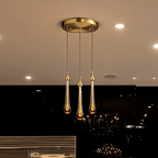 Raindrop Crystal Pendant Light, K9 Teardrop Cluster Ceiling Chandelier, Integrated LED, Three Whites, Kitchen Island and Stairwell