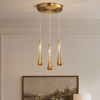 Raindrop Crystal Pendant Light, K9 Teardrop Cluster Ceiling Chandelier, Integrated LED, Three Whites, Kitchen Island and Stairwell