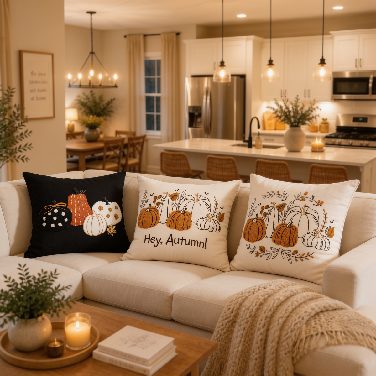 Solid Velvet Throw Pillow Cover, Tufted Autumn Cushion Case in Black, White, Yellow and Orange, 45 x 45 cm / 17.7 in or 30 x 50 cm / 19.7 in