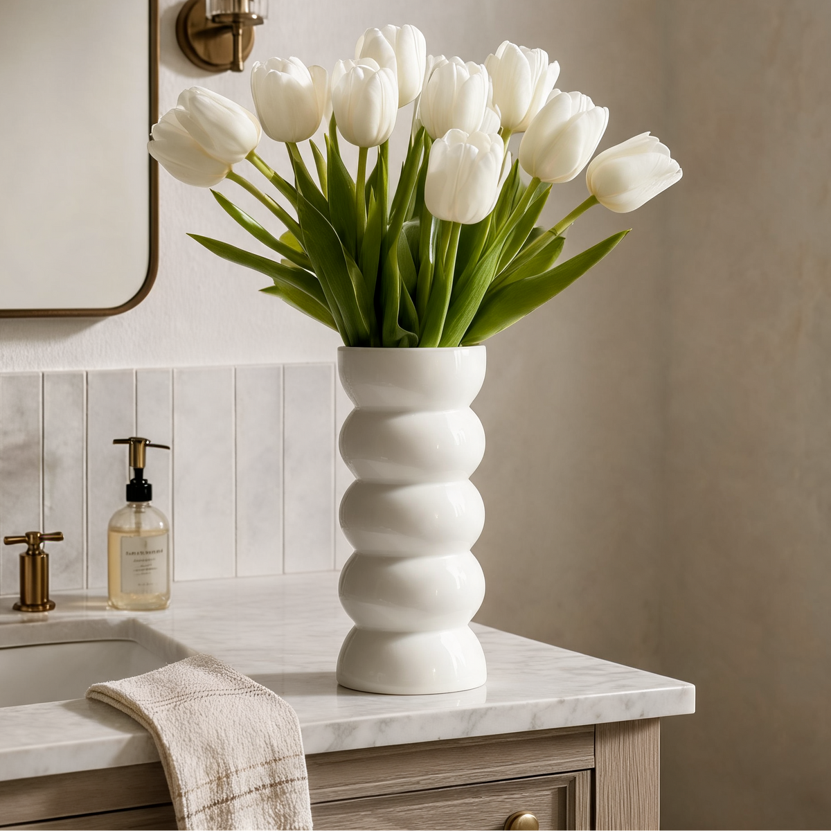 Retro Glazed Ceramic Vase, Fired Color Glaze Flower Vessel for Fresh, Dried and Hydroponic Stems, Five Colors, Small or Large, Mantel