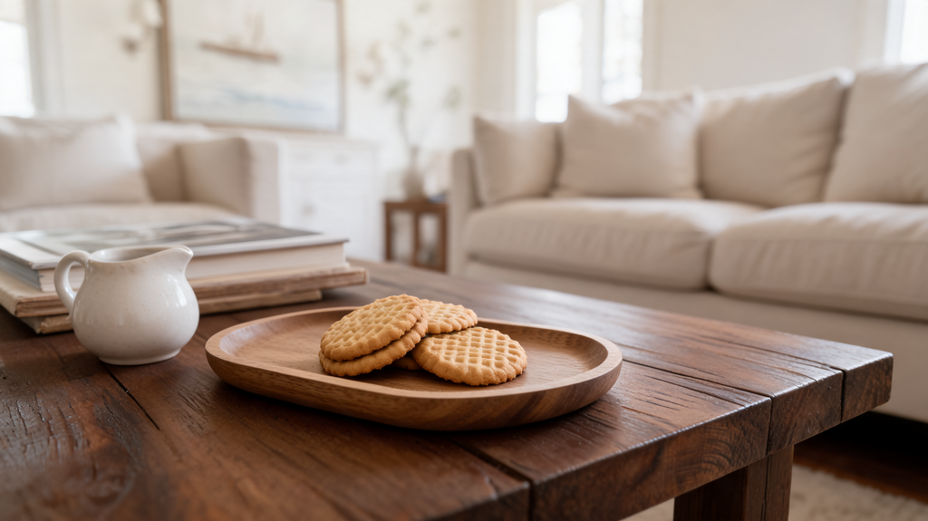 Solid Wood Serving Tray, Japanese Style Wooden Snack and Dessert Platter for Kitchen, Dining Room and Studio, 10.5 x 29 cm / 4.1 x 11.4 in