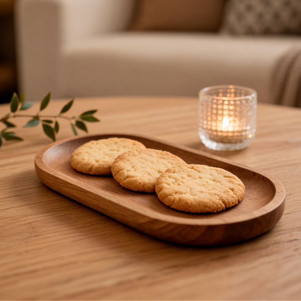 Solid Wood Serving Tray, Japanese Style Wooden Snack and Dessert Platter for Kitchen, Dining Room and Studio, 10.5 x 29 cm / 4.1 x 11.4 in
