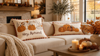 Solid Velvet Throw Pillow Cover, Tufted Autumn Cushion Case in Black, White, Yellow and Orange, 45 x 45 cm / 17.7 in or 30 x 50 cm / 19.7 in
