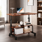 Mobile Standing Desk with Locking Casters, Pin Lock Height Adjustable 28 to 43.7 in / 71 to 111 cm, Steel Frame Rolling Workstation for Walking Pads
