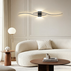 Curved LED Wall Sconce, 60 cm (23.6 in) / 80 cm (31.5 in) Wavy Metal Light Bar, Up and Down Glow, Modern Wall Light for Living Room