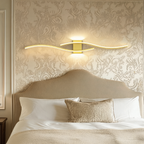 Curved LED Wall Sconce, 60 cm (23.6 in) / 80 cm (31.5 in) Wavy Metal Light Bar, Up and Down Glow, Modern Wall Light for Living Room