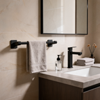 Self Adhesive Towel Bar, No Drill Aluminum Alloy Single Towel Rail for Bathroom and Kitchen, Black or Gray, 30 to 50 cm / 11.8 to 19.7 in