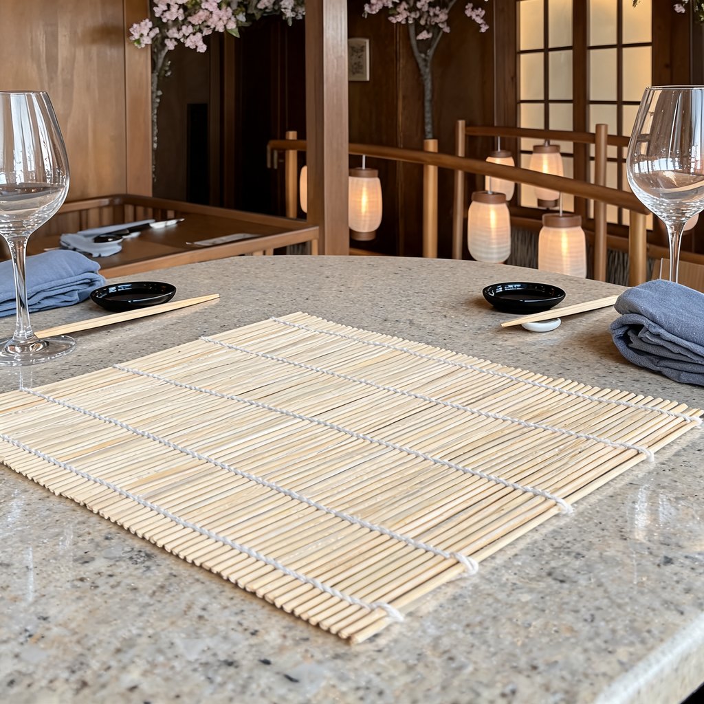 Bamboo Sushi Rolling Mat, 24 x 24 cm / 9.4 x 9.4 in Makisu for Maki, Futomaki, Tamagoyaki and Onigiri, Untreated Bamboo Kitchen Tool