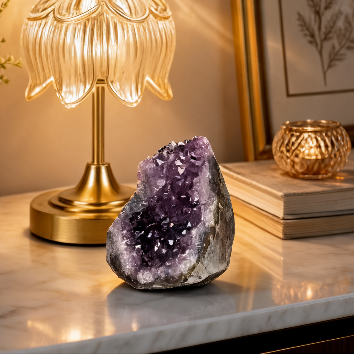 Natural Amethyst Crystal Cluster, Raw Purple Quartz Geode Specimen Sold by Weight from 300 g / 10.6 oz to 1.8 kg / 4 lb, for Shelf, Desk or Mantel