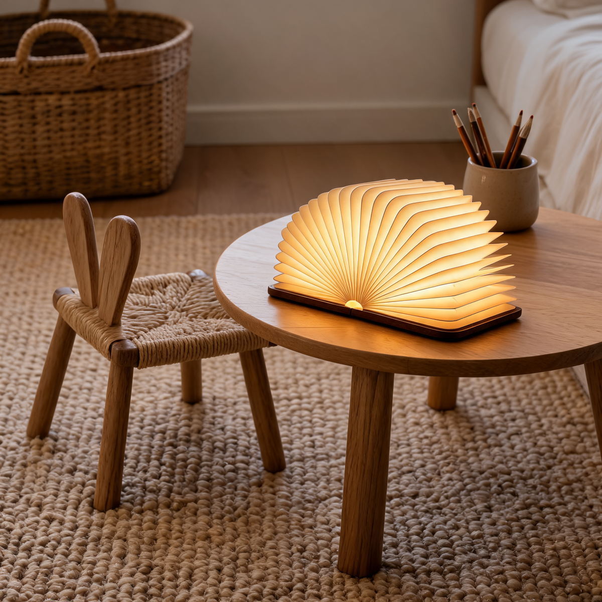 LED Wooden Book Lamp Children Reading Light USB Bedside Table Lamp 3 Color Bedroom Art Decor Night Light for Kids Birthday Gift