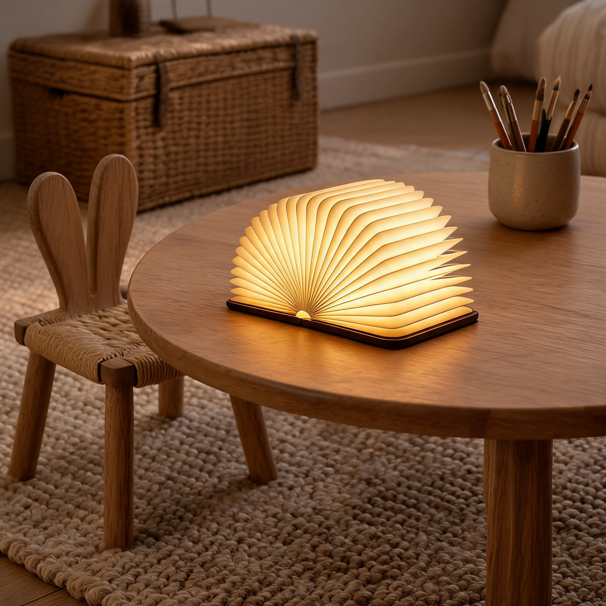 LED Wooden Book Lamp Children Reading Light USB Bedside Table Lamp 3 Color Bedroom Art Decor Night Light for Kids Birthday Gift
