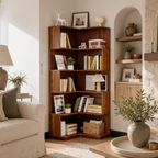 Stepped Corner Bookshelf, 6 Tier Brown Bookcase 165 x 60 x 60 cm / 65 x 23.6 x 23.6 in, Staggered Corner Shelving for Living Room, Study and Bedroom